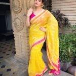 Zareen Khan Instagram - Traditional look for an event in Hyderabad 🌼🌸🌼 Wearing - @mintnoranges Jewellery - @bellezajewels Hair & Makeup - @harryrajput64 Styled by - @trishadjani #TraditionalLook #Saree #Hyderabad #ZareenKhan