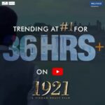 Zareen Khan Instagram - A proud moment for us ... #1921trailer has been trending at #1 for over 36 hours on @youtube. A big THANK YOU to everyone for the love ! 🙏🏻 Keep it pouring ❤️ Trailer link in Bio @vikrampbhatt @kkundrra @reliance.entertainment @lonerangerproduction #1921 #ComingSoon #12thJan2018