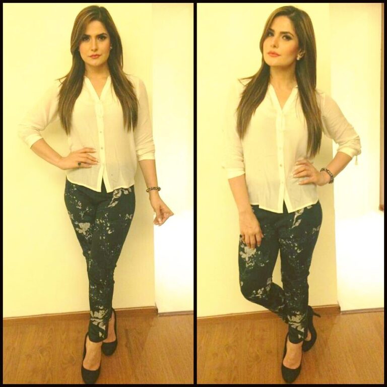 Zareen Khan Instagram - Wearing a white crape shirt with appliquéd cigarette pants embellished with swarovski crystals from Designer Nikita Mhaisalkar @nikita_mhaisalkar for the APPLE store launch in Rudrapur. Styled by: Glad U Came @instagladucame Mumbai, Maharashtra