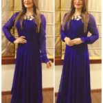 Zareen Khan Instagram - Wearing this beautiful royal blue flowy anarkali with minimilastic work from Designer @rituseksariaofficial for an event ! Styled by - @instagladucame #AboutLastEvening