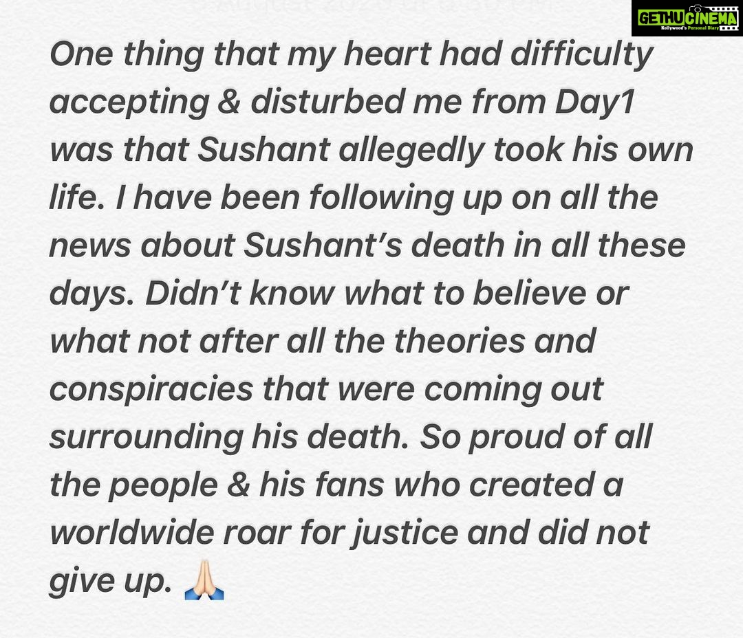 Zareen Khan Instagram - Sushant’s Family deserves Justice ! #TruthShallPrevail #JusticeForSushantSinghRajput