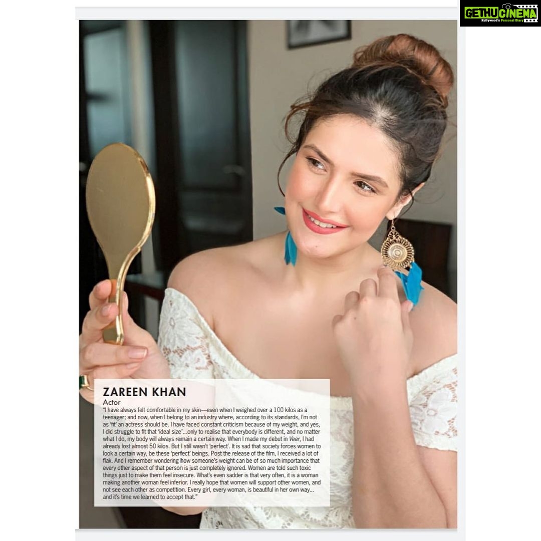 Zareen Khan Instagram - It is always important to love yourself and be true to who you are, no matter what people say. In a world which pressurises you to look & be perfect all the time , it’s important to understand your self-worth. In Cosmo’s Self-Love issue, several brave women shared their journey towards self-love and acceptance after conquering insecurities and battling societal expectations and standards. I was extremely proud to be a part of this campaign, and share my views on the same. How do I deal with media pressure? Do I have insecurities, and how do I deal with them? Here are some of my thoughts on all these things. Remember- Everybody is different and it is of paramount importance that you truly love and accept who you are! Every girl, every woman is beautiful in her own way, and it’s time we learned to accept that! Thank you @nandinibhalla for highlighting such an important issue. #SelfLove #BeYou #EmbraceYourImperfections @cosmoindia #ZareenKhan 📸 - #SanaKhan (My lil sister)