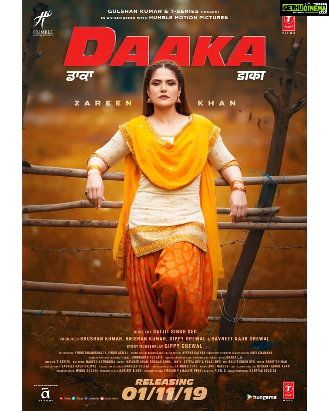 Zareen Khan Instagram - #DAAKA releasing 1st Nov 💥 @gippygrewal @bal_deo @humblemotionpictures @tseries.official #ZareenKhan