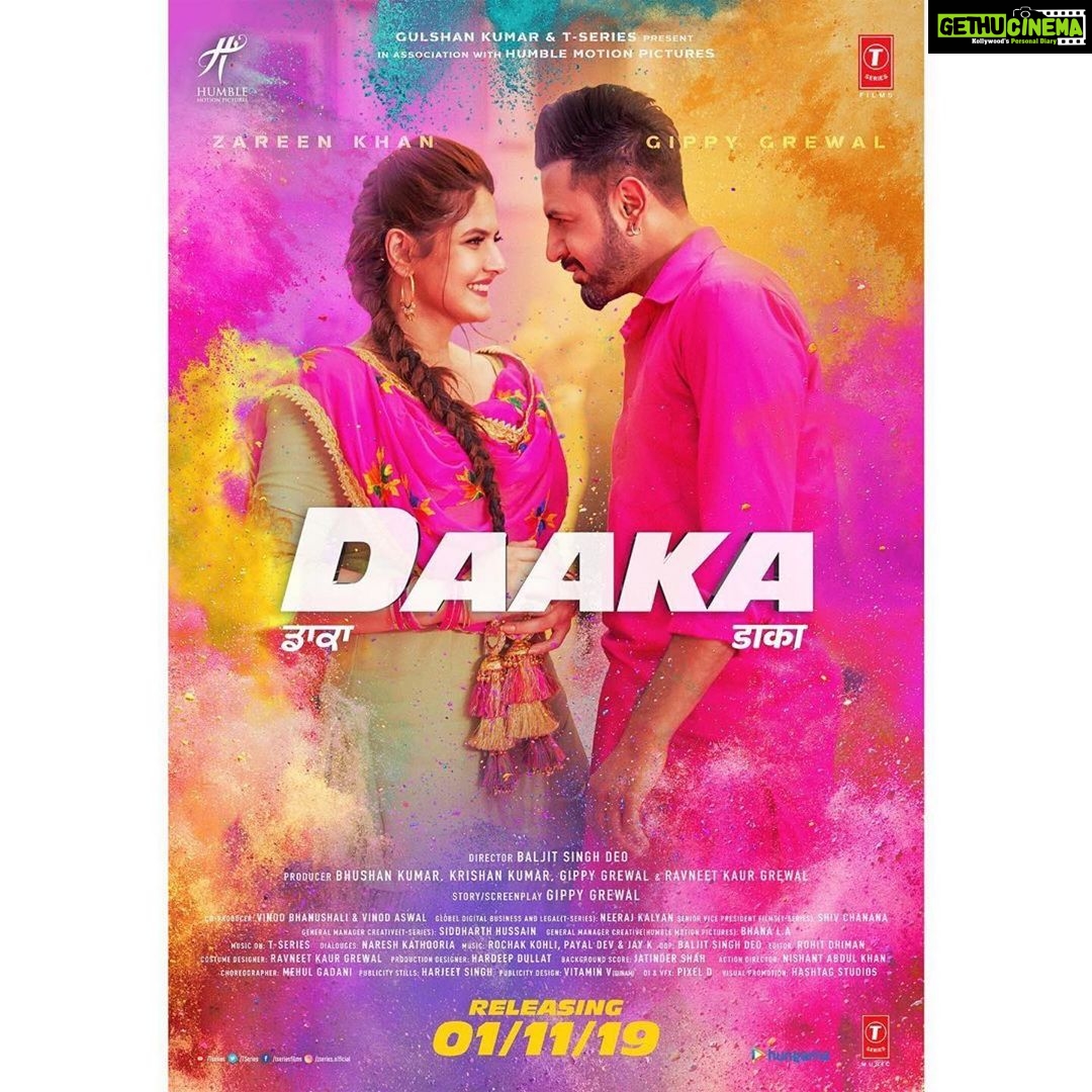Zareen Khan Instagram - They fill colours in each other's lives π #Daaka releasing on 1st Nov, 2019. @bhushankumar @gippygrewal @bal_deo #HumbleMotionPictures #BaljitSinghDeo #KrishanKumar #RavneetKaurGrewal @tseries.official @tseriesfilms #NareshKathooria @humblemotionpictures #ZareenKhan