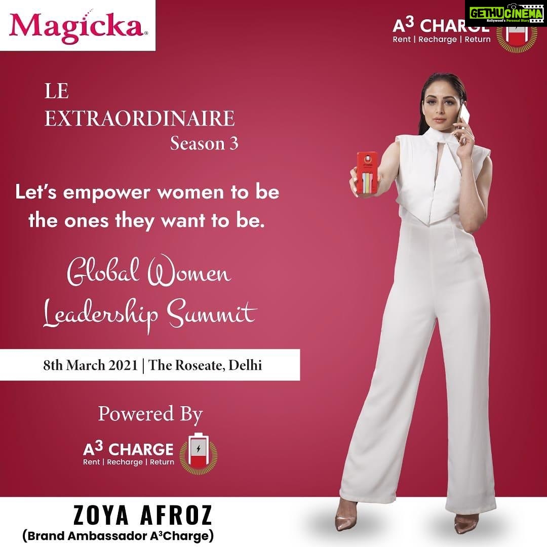 Zoya Afroz Instagram - Happy women’s day to the remarkable & incredible women who constantly empower each other to be brave, strong, fearless, and capable enough to live the life they aspire for. This Women’s Day, A3Charge has powered up an event on the Global Women Leadership Summit to praise and celebrate the rigorous hard work of all the women who had set an example for us. #magicka #magickasupportswomens #magickasupportssmallbusinesses #womenleaders #leaders #womenentreprenuers #internationalwomen’sday #A3Charge #RentRechargeReturn #GoFullPower #RentalPowerBank #Phonebandnaihoga #Batterylow #PowerBankOnRent #ChargingStaion #BrandAmbassador #Womensday2021 #trendingtopic #gendergap #equalityforall #trendingnow #empoweringqoutes #empoweringwomen