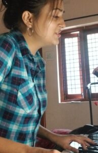 Harika Narayan Instagram - one of my favourite compositions by @arrahman Sir. Baby steps to chord progression and I am loving this journey of learning ♥️