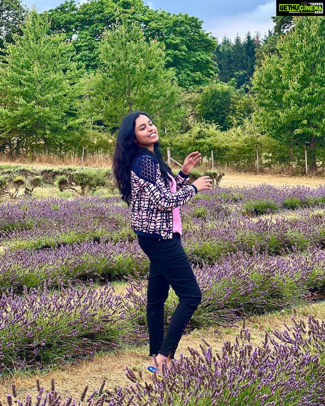 Haripriya Instagram - 💜💚☮️ . . . #londondiaries #lavendergarden #lavender #haripriyasinger #haripriya Lavender Gardens