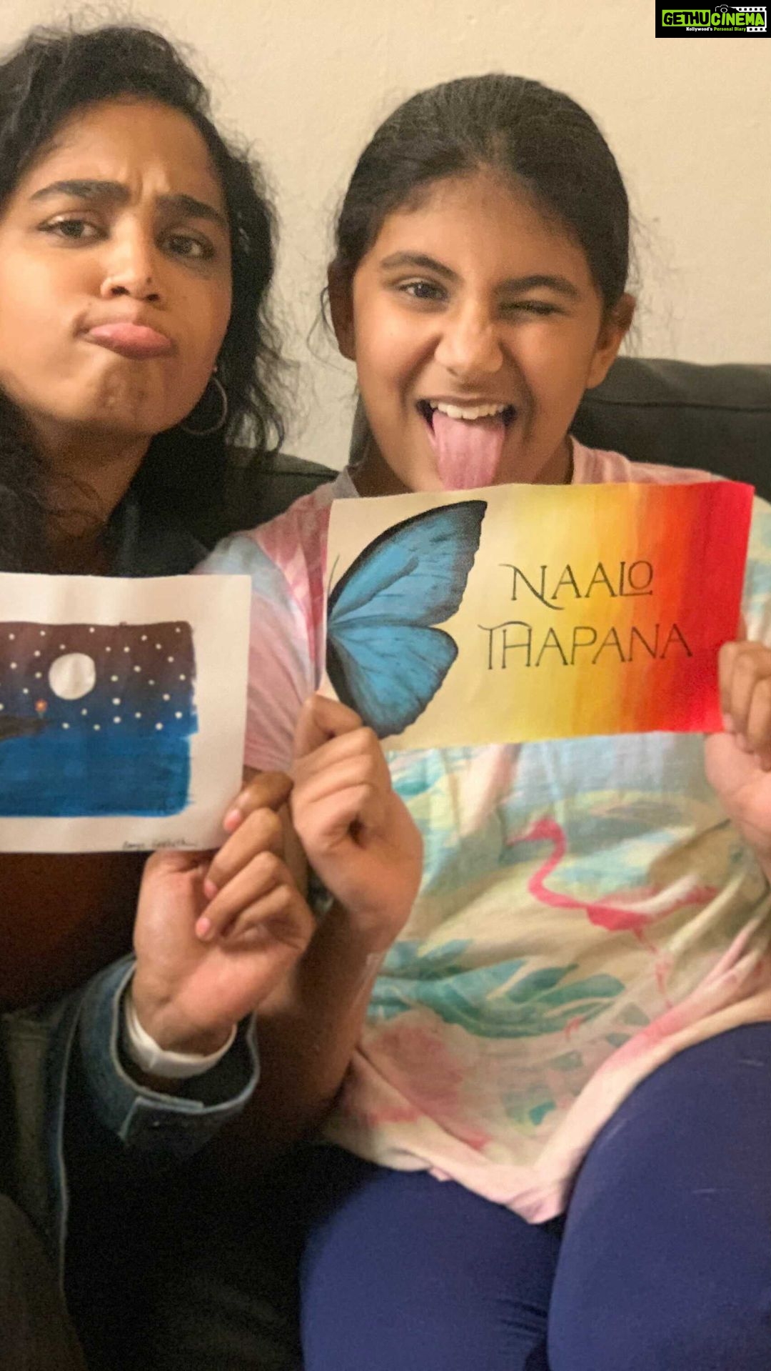 Manisha Eerabathini Instagram - Tried gouache paint for the first time today with my cousin! I struggled to figure out how to blend with it π€·π»ββοΈπ¨ Also, can you tell #NaaloThapana is all I can think of these days? π¬π€― #ManishaEerabathini #Gouache #Painting