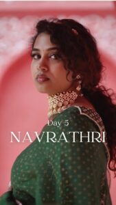 Manisha Eerabathini Instagram - Navrathri Day 5 - Inthandham 💚 
Literally the most requested song from you all, mee kosam 🥰

Original Song Credits:
Music: @composer_vishal 
Lyrics: @kk_writer1 
Singer: @spbcharan 

A reel, a song, a color a day 🙏🏻 🎨 #NavrathriSeries2022

Shot by: @chandu_krrish @actor_aahvan 
Edited by: @manisha.eerabathini 
Location: @thefotogarage 

String Arrangement: @sandilya_pisapati 
Mix: @jagsonbass 

Styled by: @styleupwithvarsha 
Jewelry: @petalsbyswathi
Saree: @chandrikathelabel 

#navrathri #navrathri2022 #bathukamma #colorsofnavrathri