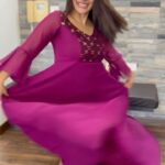 Rethika Srinivas Instagram - Just another happy twirl ✨ Wearing @tag_a_clothing_brand #darkcolors #rethikasrinivas #indianattire #rethika #minimalist #makeup #flowers #anarkali #smile #pose #clicks #bts #behindthescenes #crew #serene #tamilcinema #actress #chennai #eye #dresses #twirls