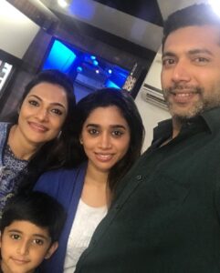 Rethika Srinivas Instagram - Tik tik tik celebrates it’s third year and is proud of being the first space science fiction action film. I am happy to have been a part this lovely team. Thanks to @shaktisoundarrajan for choosing me. It was lovely working with the team, the director, @jayamravi_official and @immancomposer .. 
Sharing my special moments with you ✨

#3yearsoftiktiktik #rethikasrinivas #memories #team #worklife #success