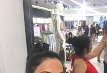 Rethika Srinivas Instagram - Mirror mirror on the wall!! #rethikasrinivas #rethika #rethikasjustmyway #red #mirrorselfie #gown #shopping #beauty
