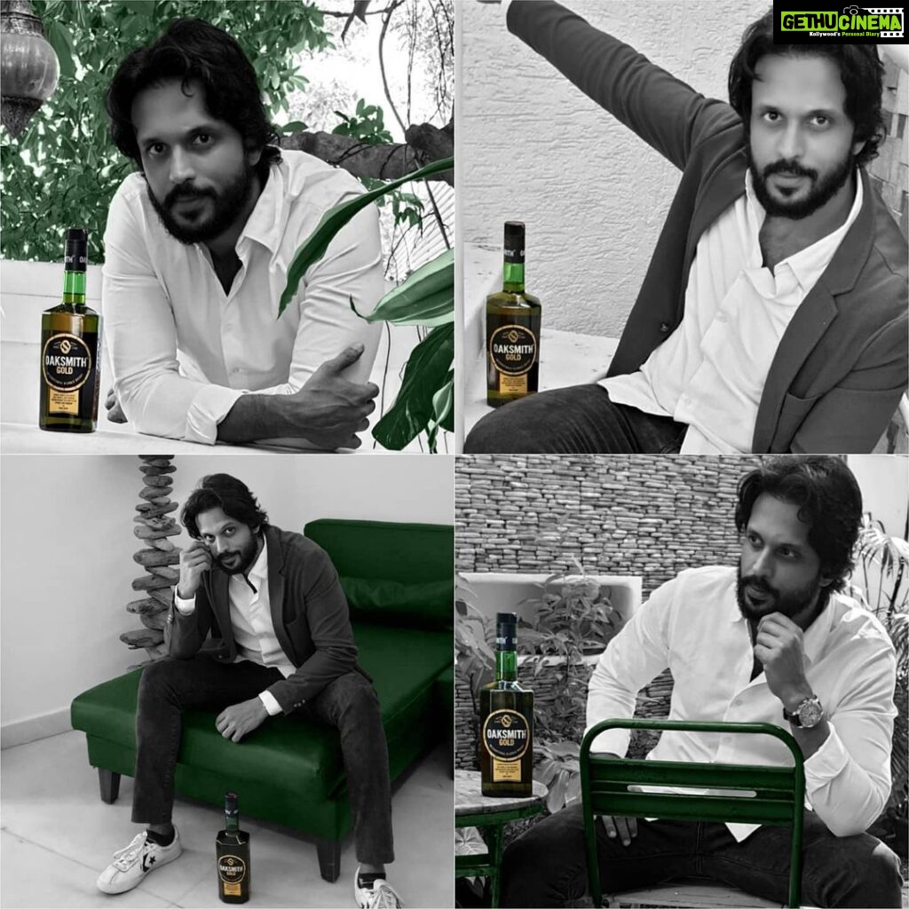 Aadarsh Balakrishna Instagram - Feeling good with Oaksmith Gold. The much talked about craftsmanship by Shinji Fukuyo needs to be tasted to be believed. My glass of whisky awaits...What about you? @oaksmithgoldindia #OaksmithGoldIndia #OaksmithGold #RareJapaneseCraft #FinestJapaneseCraftsmanship