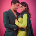 Aishwarya Sharma Bhatt Instagram - You and I amidst popping colours and flying trails❤️ #pinkvillastyleicons2023 Styled by @riddhirgandhi Photographer @_yash_warpe Hairstylist @farhastylist Managed by @pratik.maheshwari #neilkiaish #neilbhatt #aishwaryasharma #couplegoals #fashiongoals