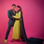 Aishwarya Sharma Bhatt Instagram - You and I amidst popping colours and flying trails❤️ #pinkvillastyleicons2023 Styled by @riddhirgandhi Photographer @_yash_warpe Hairstylist @farhastylist Managed by @pratik.maheshwari #neilkiaish #neilbhatt #aishwaryasharma #couplegoals #fashiongoals