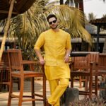 Aly Goni Instagram - Haldi meri dost ki ❤️ #KrishRag Styled by: @stylebysugandhasood × @teamsugandhasood Assisted by: @styleitupwithmicheala Outfit: @theblues.sehgalbros 📸 @studiophotopalace