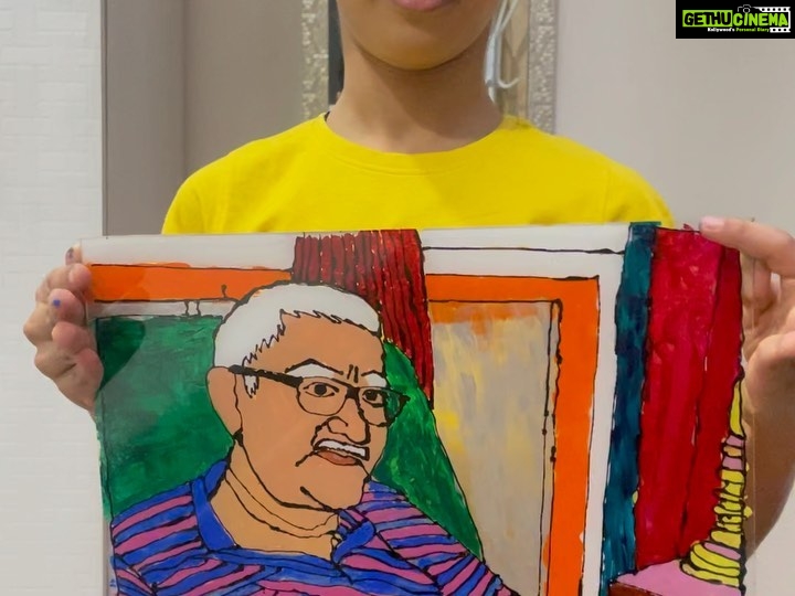 Amrapali Gupta Instagram - Baba’s birthday gift made by kabir #painting #glassart #mother #son