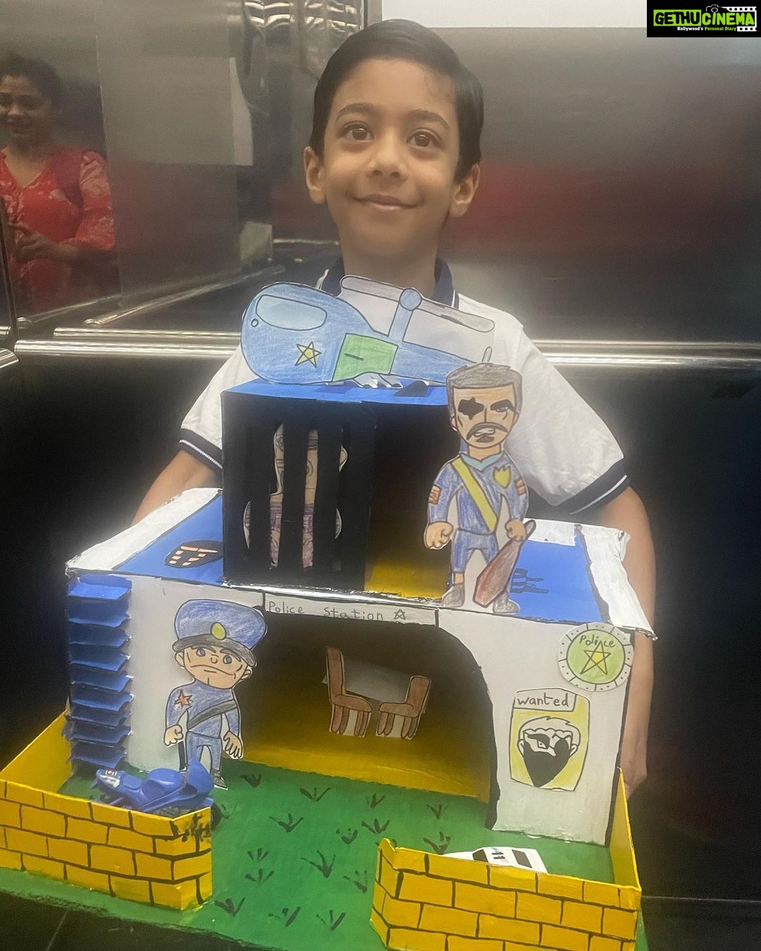 Amrapali Gupta Instagram - School project chosen by kabir.. Kabir’s favourite police station 🚉 #police #policestate