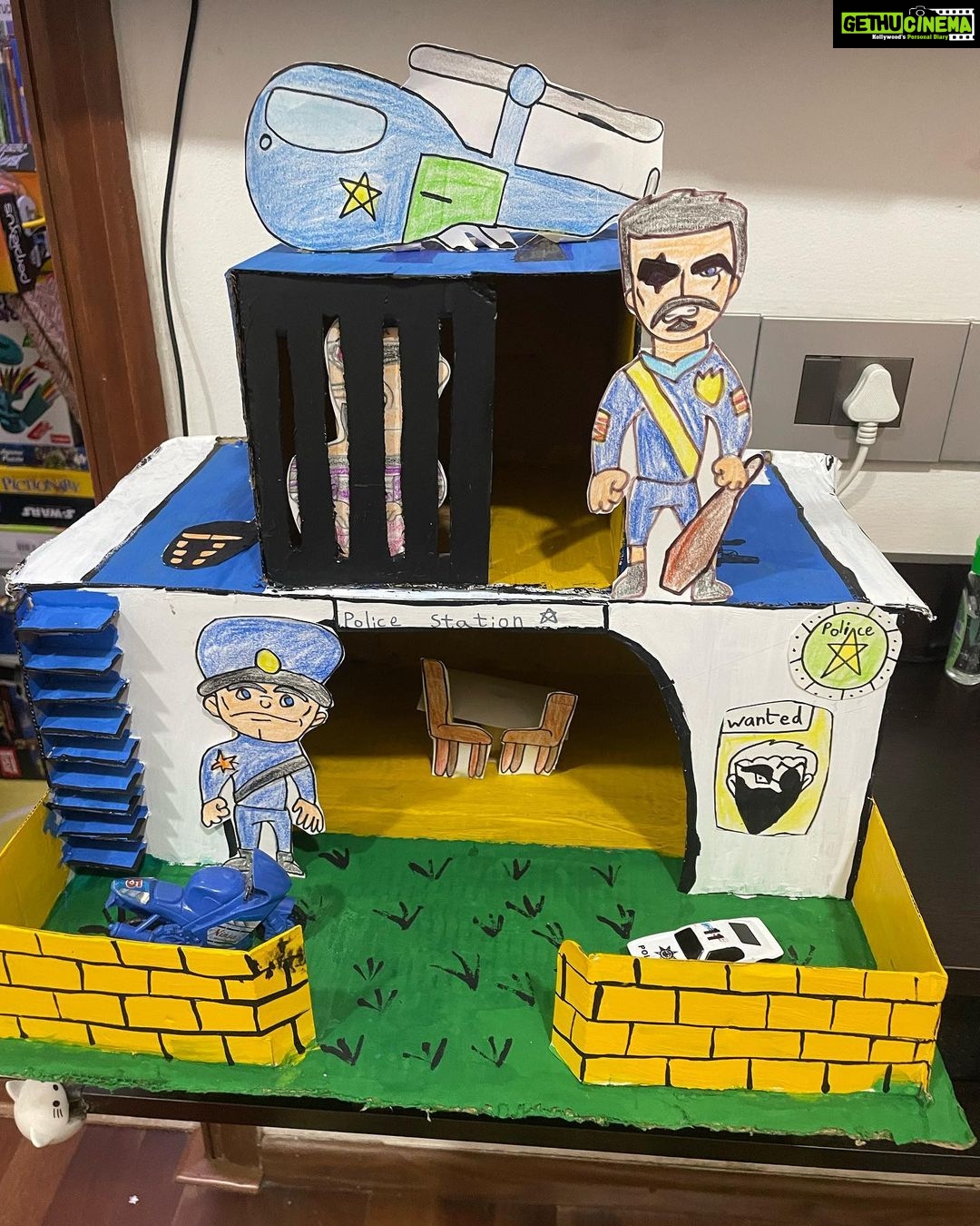 Amrapali Gupta Instagram - School project chosen by kabir.. Kabir’s favourite police station 🚉 #police #policestate