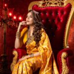 Anjum Fakih Instagram - NAVRATRI:- DAY 4 featuring @nzoomfakih as the Modern Indian Goddess where she represents the color YELLOW 💛 . Shoot Concept & Designed By:- @nehaadhvikmahajan @bridalsbynam . 💄MUA , Hair & Styling :- @nehaadhvikmahajan . 📸:- @luvisrrani . 🥻Saree :- @kankatala_ . 💍Jewelery :- @pooja_diamond . Makeup :- @maybelline . Managed By :- @allboutcommunication . #anjoomfakih #srishti #kundalibhagya #makeup #ootd #nehaadhvikmahajan #makeupbyme💄 #nammakeovers #bride #to #be #bridal #look #bridalmakeupartist #destinationweddingmakeupartist #weddingmakeup #hair #hairstyling #nammakeovers #bollywood #television #makeupartist #mumbai #traveller #all #over #the #globe