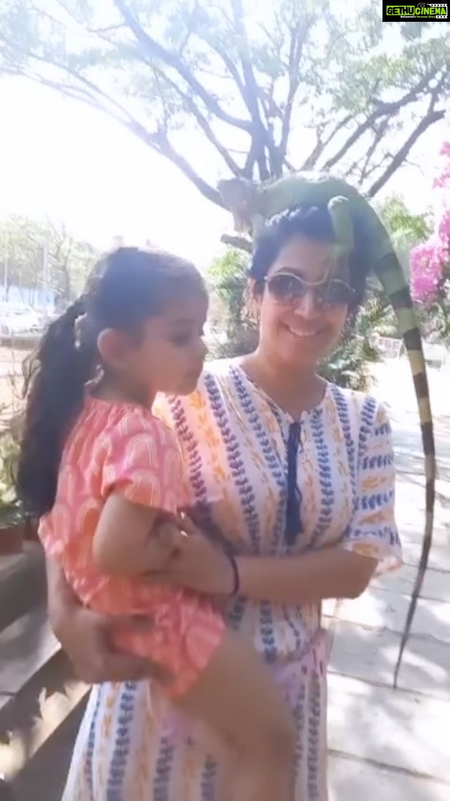 Ankita Bhargava Patel Instagram - LONG POST ALERT- Truth Be Told ! Motherhood has made me more resilient in innumerable ways, 💪 But it has also heightened my ‘Survival Instinct’ And thats why the adventurous side of me has taken a back seat and I prefer keeping away from events and stunts that can harm me! That is because the Mother in me wants to keep herself alive and healthy for her child for as long as possible ! My heart races faster for the smallest or the biggest danger around me.🤷♀️ And then comes a Moment LIKE THIS - I took Mehr to a petting farm and while we were just watching the handler chilling with this Baby Iguana , Out of no where without any warning or permission, The handler placed the Iguana on my HEAD with Mehr attached to my hip! THAT VERY FRACTION OF SECOND Was the biggest Dilemma of the decade for me and I had to choose my response to the situation QUICKLY. I had 2 choices- 1) Shout and Panic and ask the handler to take The Iguana off me. Which would in turn instil fear and panic in my daughter in lot many ways that I can imagine right now. 2)Take charge of my fears and brave it out in front of my daughter so that she develops fearlessness as a virtue that will be the starting point of developing Bravery and Courage for Life ! Honestly, Making The right choice wasnt difficult at all. It actually came to me quite organically, I just had to paste a fake smile and power through. Later that evening on our way back home, I told Mehr very honestly, I said,’Mamma was very scared when the Iguana was placed on my head but I took a deep breath and faced my fears and within a few seconds my fear ran away.I am a brave girl and I am very proud of my self!’ All she did was listen to me Quietly… While her beautiful lil brain absorbed the intensity of what she had experienced ! ❤️