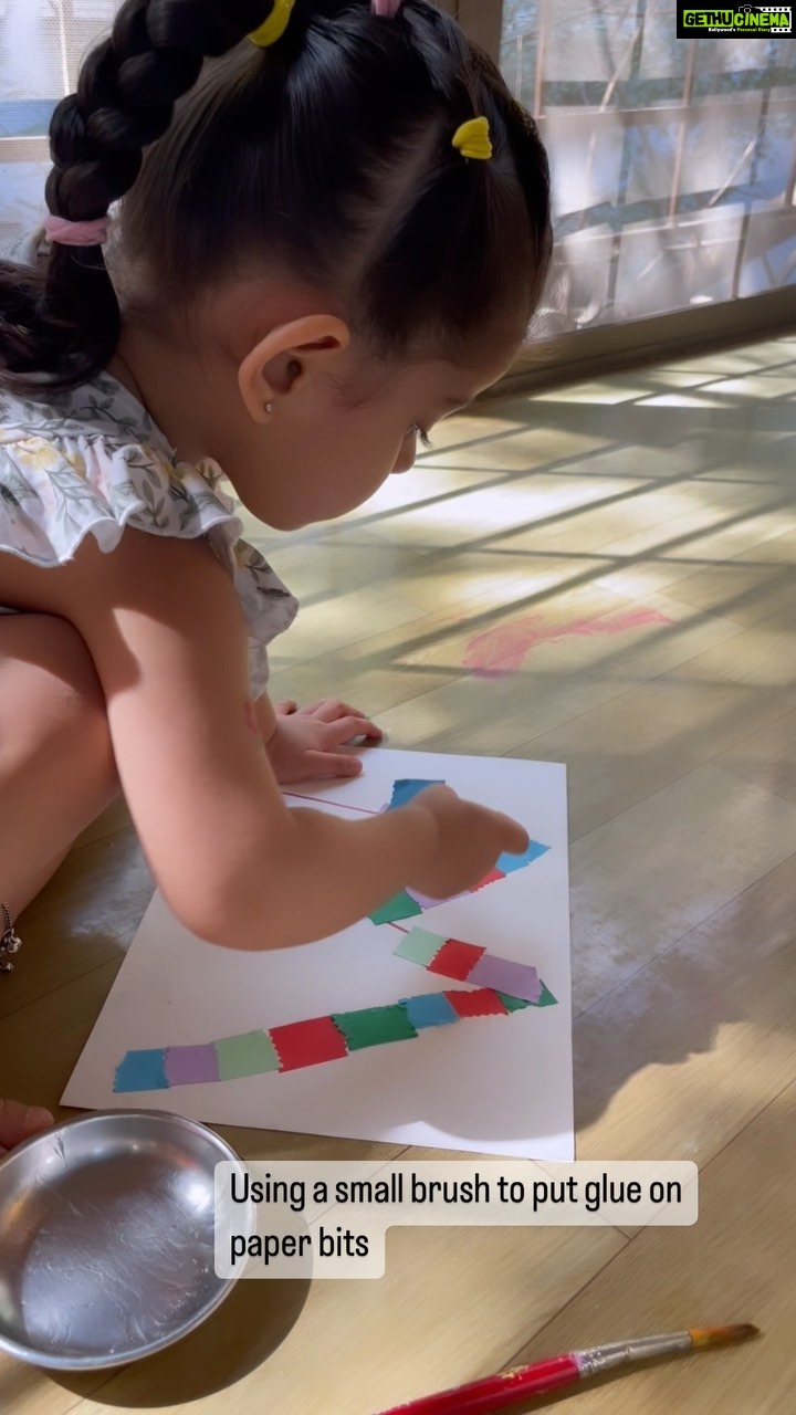 Ankita Bhargava Patel Instagram - Gluing of Paper Bits activity has multiple fine motor skills involved.