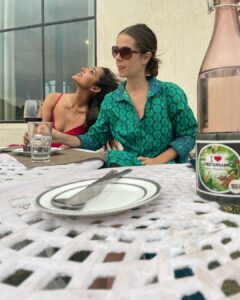 Anupriya Goenka Instagram - Coco and me….❤️🥂
We met at a tango class and it took us just one meeting to form a deep connection.. that would make me travel to a city to meet her and her to stay back a few more days in a country to meet me.. 

N we continue to tango…
miss you @coco_b_gutschi ❤️

Safari, lunch and candle light donning at @whcheetahgarhresort - I miss this place! 

Wearing at @_shrutisancheti - green dress @poshaffair.co - red dress

#friendship #photodump #holiday #memories