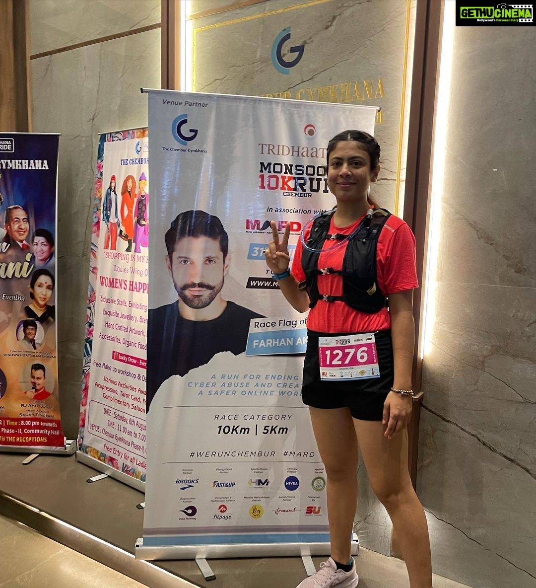 Anurita Jha Instagram - Ran my 1st 10 k marathon with @tridhaatumonsoon10krun π«π« Finished in the time i had thought and had challenged my self to finish the entire 10k running and not walking .. and did that with all honesty .. Hydration is a must β€οΈ @akshay.wagh88 thank u for introducing me to this and the support. π€π€ . . . #marathon #10k