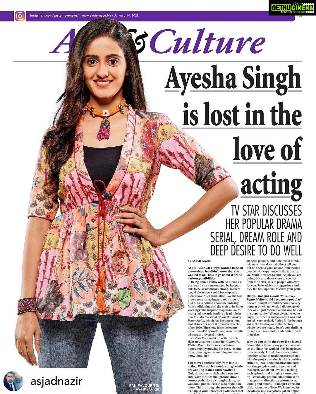 Ayesha Singh Instagram - Lovely Early Surprise by @asjadnazir Thank You so much @asjadnazir and @easterneyenews for the interview. Absolutely loved the questions put together!! βΊοΈππ» Click on the link ππ» https://www.easterneye.biz/ayesha-singh-is-lost-in-the-love-of-acting/ #ayeshasingh #actress #sai #picoftheday #photooftheday #tellywood #television #asjadnazir #talent #london #instadaily #indianactress