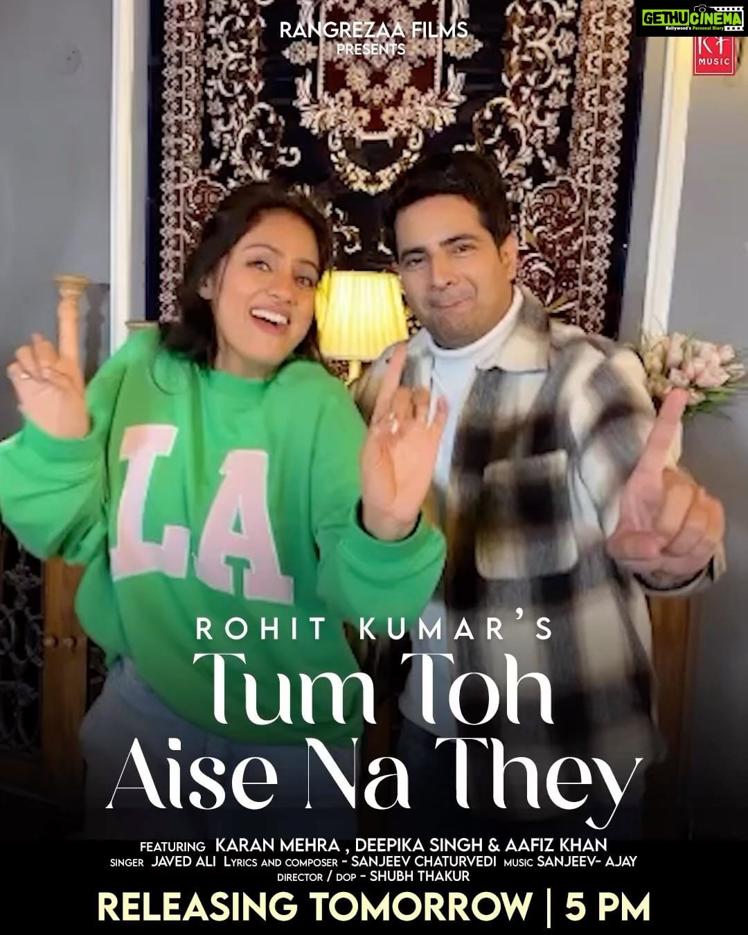 Deepika Singh Instagram - A song that will show you the true meaning of love ❤️ #tumtohaisenathey premieres tomorrow at 5 pm only on @rangrezaafilm YouTube channel ! #1daytogo Stay tuned ! . . @rangrezaafilm @rohitkumarofficials @realkaranmehra @javedali4u @sanjeevchaturvediofficial @iaafizkhan @shubhthakurofficial @mayur_shah1801 @ingroovesindia . . . #tumtohaisenathey #releasingtomorrow #29thmarch #lovesaga #romanticmelody #soulmates #newsong #rangrezaafilms