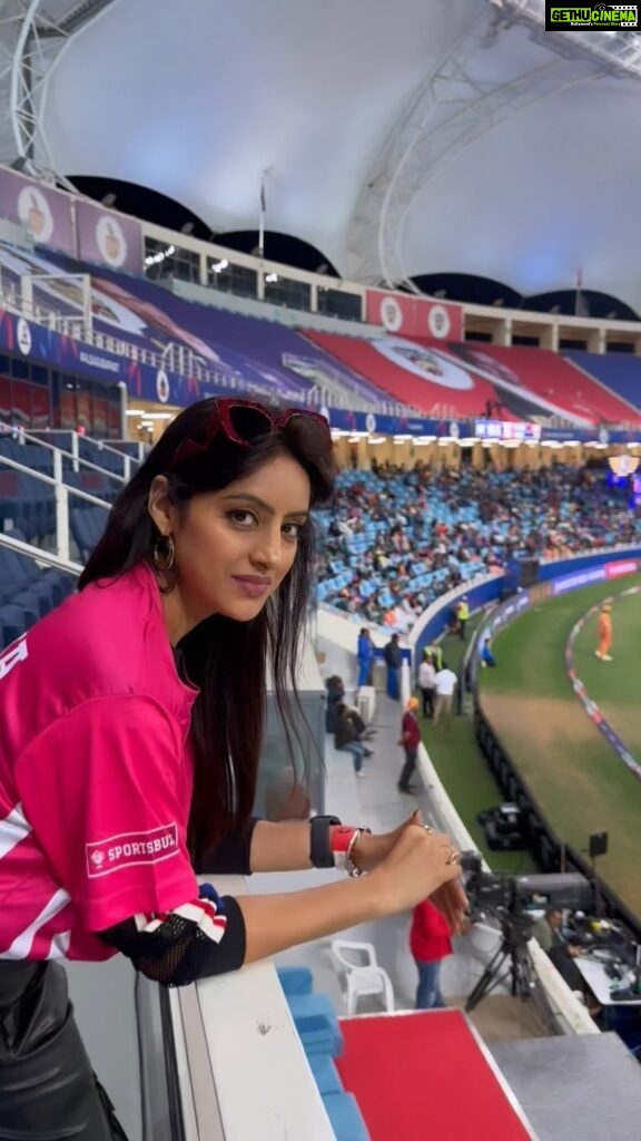 Deepika Singh Instagram - Stadium vibes hit different!!! #whataday 💖 . My promo code : DEEPIKASINGH100 Link: https://sportsbuzz11.onelink.me/l3cH/fce5181b . @sportsbuzz.11 & @tgbtroop . #buzzmakers #sportsbuzz11 #deepikasingh #trending #reels #players #dubai