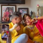 Devoleena Bhattacharjee Instagram - Bas Isqh nahi Mohabbat hai mujhe… ❤️🧿🤗 @shanwaz7636 😘 #preciousmoments #haldiceremony #shaleena #devoleena #reelitfeelit #wedding #newlyweds #lovelife #blessed #evileyesoff Mumbai - मुंबई