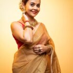 Devoleena Bhattacharjee Instagram - Be known for your kindness & grace. 🌻 . . . Saree from my personal wardrobe 🥰 Hair & Makeup by @talesofshadows Photography by @sahil.shivani_ . . . #devoleena #ethnic #loveyourself #graceful