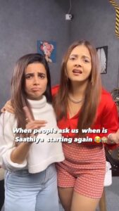 Devoleena Bhattacharjee Instagram - Can you guys relate! Although we would love to come back on TV together ♥️🧿
.
#influencer #actor #actorslife #trendingreels #trend #reels #devoleena #bhavinipurohit