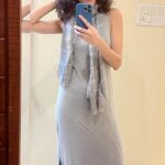 Dipannita Sharma Instagram - Grey, layered evenings … 🤍 #longdress #harempants #stole #layering #casualevening