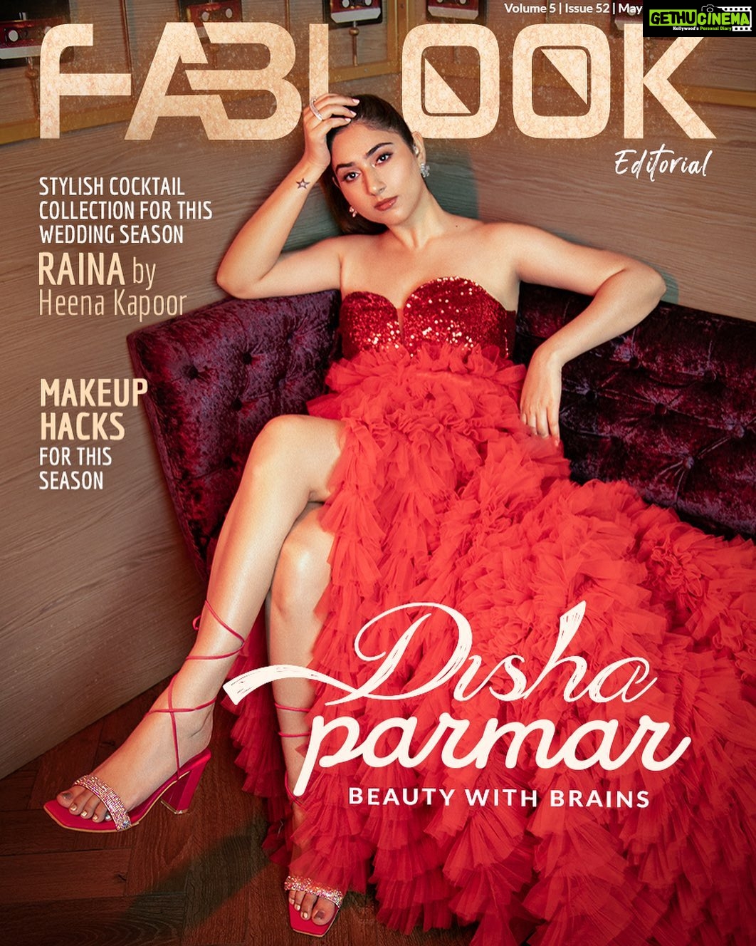 Disha Parmar Instagram - BOOM 💥🔥 On the cover of @fablookmagazine Co founder @ankkit.chadha2222 Styled by @milliarora7777 Wearing @raina_by_heenakapoor Jewels @sonisapphire Mua @dishisanghvii Hair @sunny_hairr Heels @pabishfootwears Shot by @tanmaymainkarstudio Location @maximusstudiomumbai