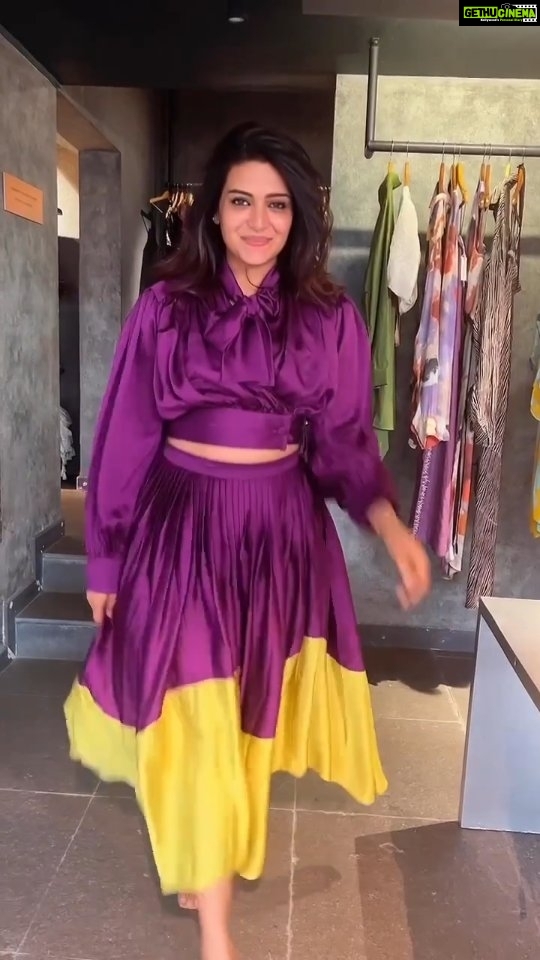 Divya Pillai Instagram - Gorgeous @pillaidivya spreading the vibrant energy in our beautiful ensembles 💜 💛 💖 #saltstudio #divyapillai #bestboutiqueinkochi #keralaboutiques #coordset #purpledress #yellowdress #vocalforloacl #multidesignerstorekochi #designerwear #designerstorekochi #saltstudiokochi #colourblockcoord