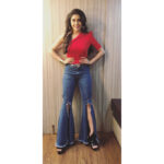 Eisha Singh Instagram - Juzzbaat @zeetv ❤️ - Styled by @hemlataa9 #teamhemu😘 Top by @splashindia Pant & belt by @materialgirlbyprishakritika Footwear by @nidhibhandari_official Earing by @accessorize_surprise Cuff by @meshbymishk