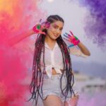 Garima Chaurasia Instagram - May the colors of holi fill your life with joy and happiness 🤗 💚💙💛❤️ HAPPY HOLI ❤️💛💙💚 . . 📸: @welcomeishu3694 🎨: 💁🏻‍♀️ #gimaashi #holi #happyholi #holi2023 #gulaal #colorful #festiveseason #festival #gimaians