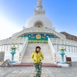 Garima Chaurasia Instagram - This outfit is giving me a MILITARY VIBE 🫡 . . 📸: @nitin_.1610 #gimaashi #picoftheday #gimaians #leh #ladakh #traveldiaries #shantistupa Shanti Stupa, Leh j&k
