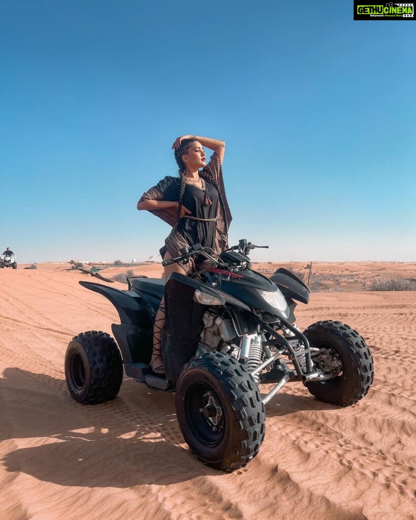 Garima Chaurasia Instagram - RIDE IT LIKE YOU STOLE IT 🏴‍☠️ . Atv ride is fun! 💯 . 📸: @nitin_.1610 edit: @welcomeishu3694 #gimaashi #Atv #atvriding #Dubai #safari #explore #gimaians #ride Desert Safari Dubai