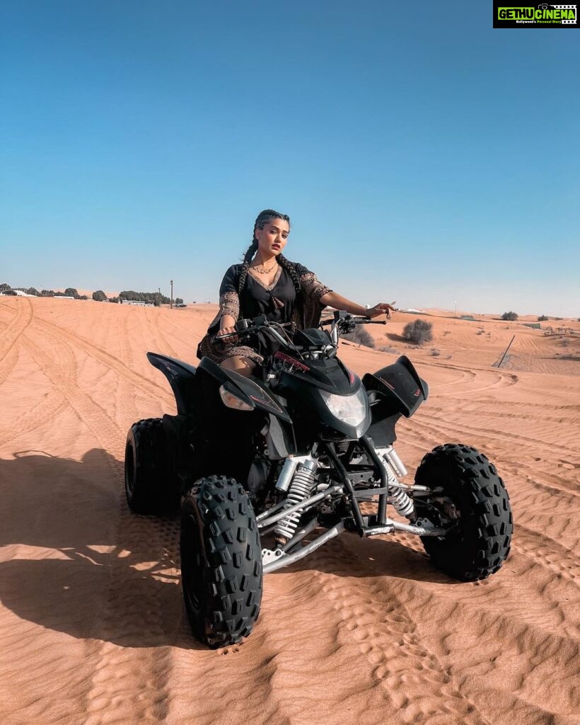 Garima Chaurasia Instagram - RIDE IT LIKE YOU STOLE IT 🏴‍☠️ . Atv ride is fun! 💯 . 📸: @nitin_.1610 edit: @welcomeishu3694 #gimaashi #Atv #atvriding #Dubai #safari #explore #gimaians #ride Desert Safari Dubai