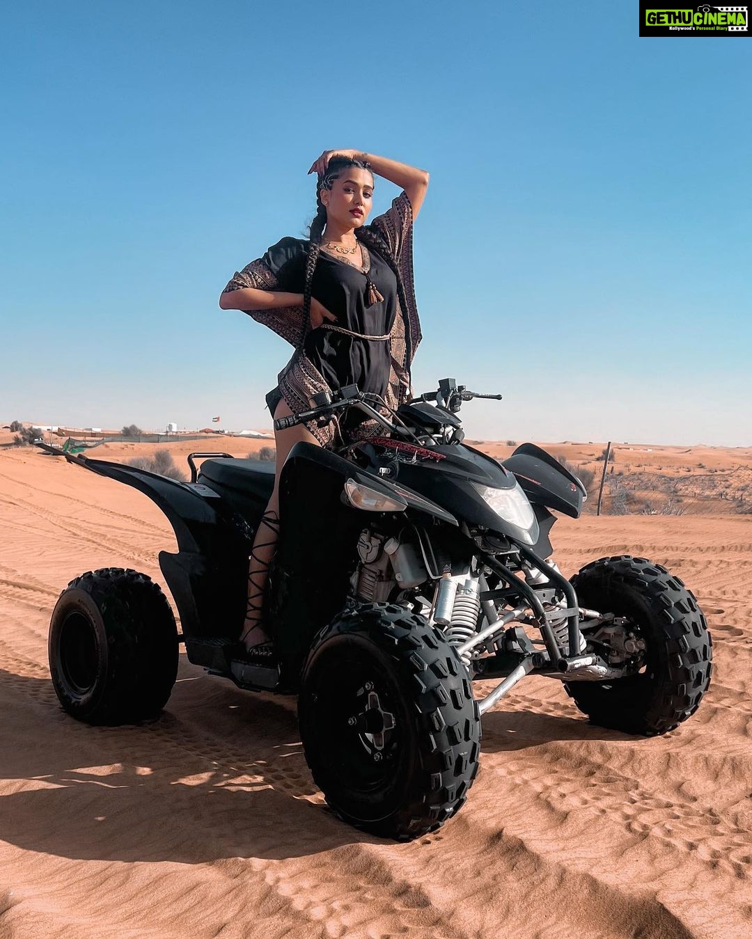 Garima Chaurasia Instagram - RIDE IT LIKE YOU STOLE IT 🏴☠️ . Atv ride is fun! 💯 . 📸: @nitin_.1610 edit: @welcomeishu3694 #gimaashi #Atv #atvriding #Dubai #safari #explore #gimaians #ride Desert Safari Dubai