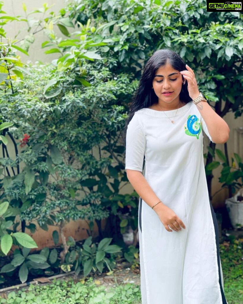 Hasini Anvi Instagram - Miles of smiles🤍. Outfit: @navya.marouthu Hyderabad
