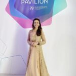 Hrishitaa Bhatt Instagram - Got the golden glow in Venice ⭐️❤️ . . . Outfit by @couturebyniharika Styled by @stylebyriyajn Coordinated by @moushumibanerji . . . . #hrishithabhatt #venicefilmfestival #venicefilmfestival2022 #venice #festivaldivenezia #venezia2022 #filmfestival #biennalecinema2022 #festivaldelcinemadivenezia #festivaldelcinema #bollywoodstar #bollywoodfashion #bollywoodactress #internationalfilmfestival #indianactress #fashioninspiration #sareeinspiration