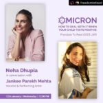 Jankee Parekh Instagram - Looking forward to having this conversation with @nehadhupia & @freedomtofeed ❣️ Join us tomorrow as we go Live at 12pm IST | Wednesday #Repost @freedomtofeed . In Tomorrow's LIVE we will be chatting with Jankee Mehta @jank_ee and her recent experience with Omicron when her son Sufi tested positive for COVID 19 recently. She will give us a first hand account at what happened and how they overcame this or deal as a family while being positive themselves! Make sure you tune in tomorrow at 12 PM and share all your questions with us in the comments or over DM! @nehadhupia #freedomtofeed #nehadhupia #motherhood #parenting #momcare #momcommunity #supermoms #mother #toddler #Omicron #Children #COVID #Variant #StaySafe #omriconvariant #omriconprecaution #covidprecautions #safety #precautions #newmoms