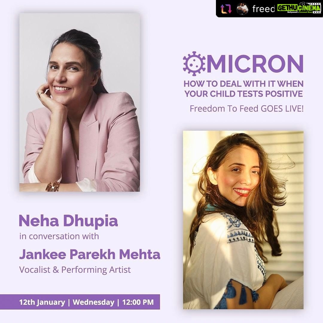 Jankee Parekh Instagram - Looking forward to having this conversation with @nehadhupia & @freedomtofeed ❣️ Join us tomorrow as we go Live at 12pm IST | Wednesday #Repost @freedomtofeed . In Tomorrow's LIVE we will be chatting with Jankee Mehta @jank_ee and her recent experience with Omicron when her son Sufi tested positive for COVID 19 recently. She will give us a first hand account at what happened and how they overcame this or deal as a family while being positive themselves! Make sure you tune in tomorrow at 12 PM and share all your questions with us in the comments or over DM! @nehadhupia #freedomtofeed #nehadhupia #motherhood #parenting #momcare #momcommunity #supermoms #mother #toddler #Omicron #Children #COVID #Variant #StaySafe #omriconvariant #omriconprecaution #covidprecautions #safety #precautions #newmoms
