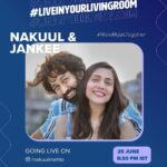 Jankee Parekh Instagram - It’s World Music Week & Nakuul & I go live together for the very first time on 25th June ( tomorrow night ) from @nakuulmehta ‘s Instagram handle at 8.30 pm. Can’t wait to belt out songs and chat with all of you 🌸 Send in your song requests in the comments below 💕 #MakeMusicTogether #LiveInYourLivingRoom #SocialForGood