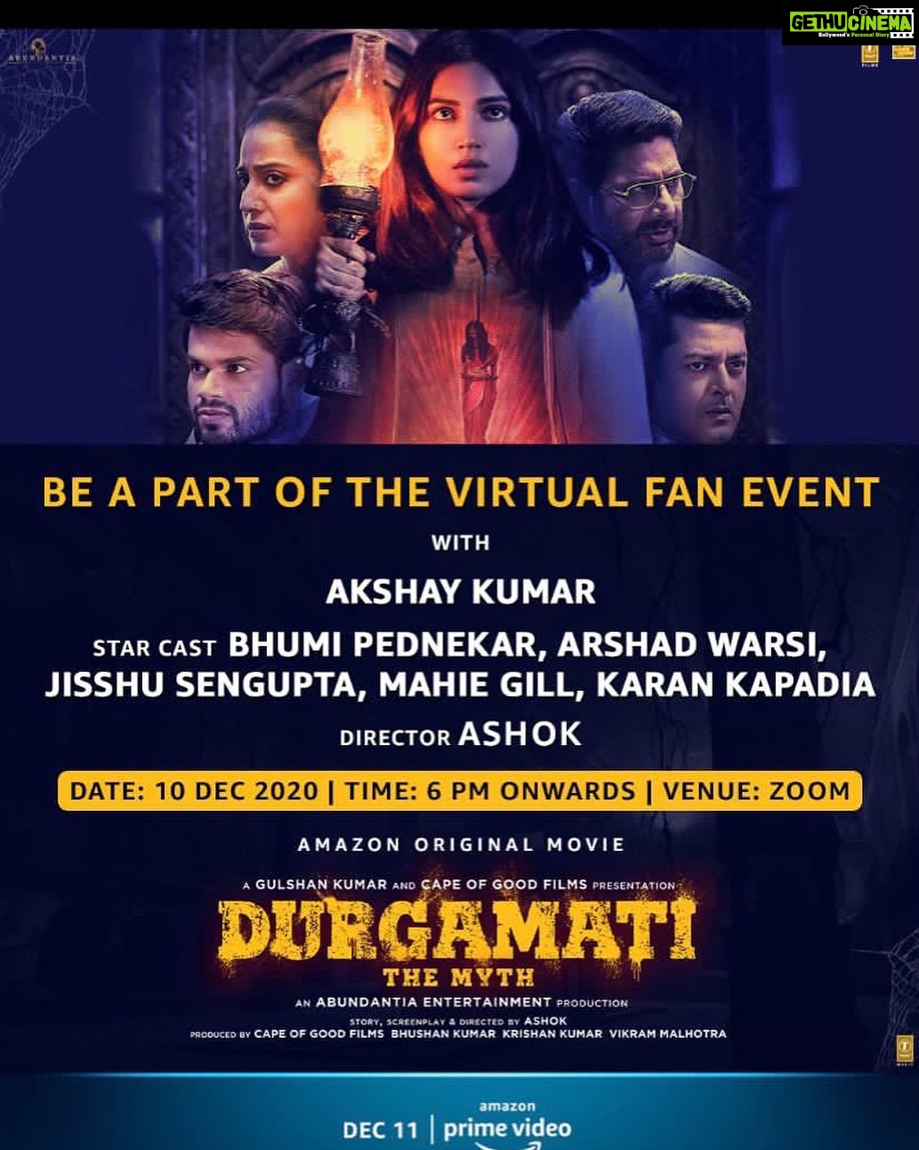 Jisshu Sengupta Instagram - Dare to meet #Durgamati? Be a part of the virtual fan meet event with me and the cast of #Durgamati. Register here: https://durgamati.com Meet #DurgamatiOnPrime, Dec 11 on @primevideoin @bhumipednekar @akshaykumar @ashokdirector #CapeOfGoodFilms #BhushanKumar #KrishanKumar @ivikramix @tseriesfilms @abundantiaent @tseries.official @arshad_warsi @mahieg @karankapadiaofficial @shikhaarif.sharma @babita.ashiwal