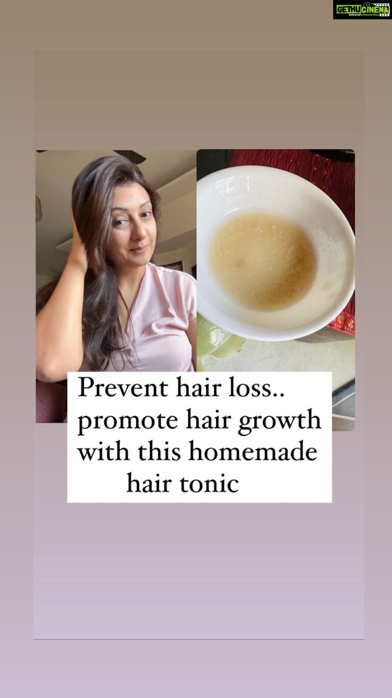 Juhi Parmar Instagram - Healthy and strong hair is what we all desire..So my #SundayPampering today is dedicated to a home made #onionhairtonic which is great for hair growth and also helps control hair loss! Use it twice a week and see the magic! So pamper yourself this Sunday and let me know how it goes…. Benefits are listed below- *Onion prevents breakage and thinning of hair *Potato nourishes the hair follicles and promotes hair growth *Lemon juice prevents dandruff and helps renew dry and frizzy hair *Coconut oil moisturises hair and stimulates hair growth *Castor oil is natural conditioner and keeps hair healthy and shiny *Rosemary essential oil improves hair thickness and growth both. #healthyhair #hairgrowth #hairgrowthoil #hairgoals #haircare #reels #reel #reelsinstagram #reelsvideo
